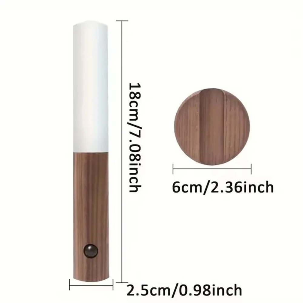 Wooden Motion Sensor Night Light USB Rechargeable Magnetic Wall Light For Stairs Bedroom 4