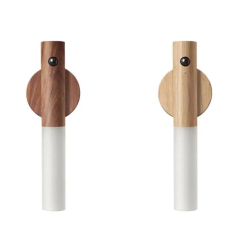 Wooden Motion Sensor Night Light USB Rechargeable Magnetic Wall Light For Stairs Bedroom 5