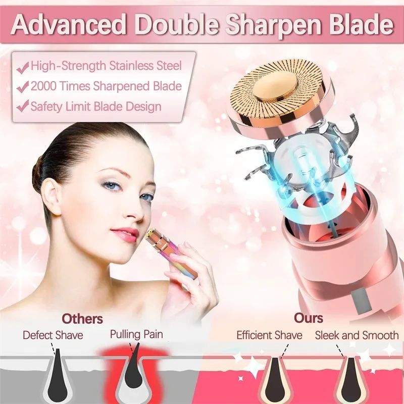 2in1 Electric Eyebrow Trimmer With LED Light Painless Brow Shaper Facial Hair Remover 4