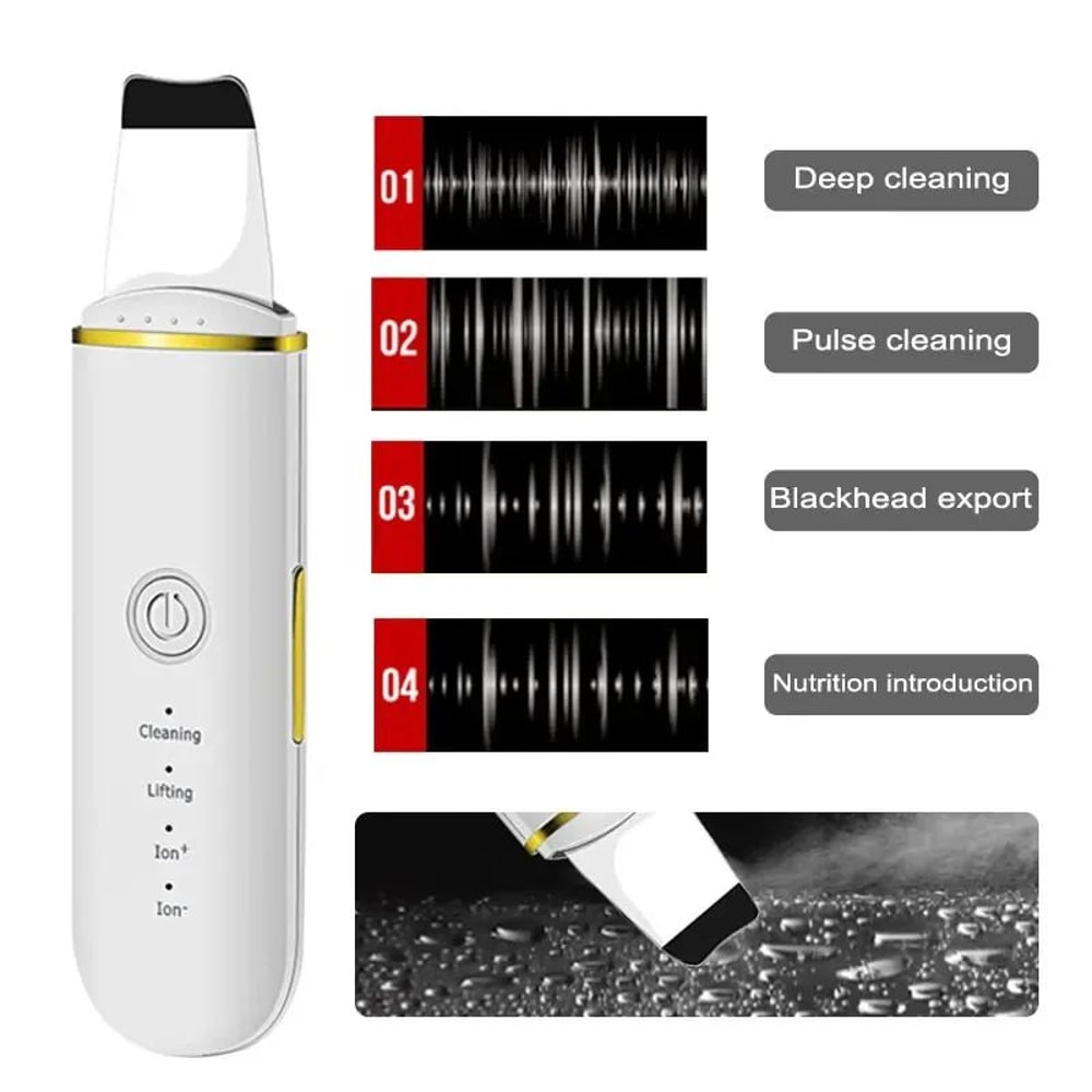 Ultrasonic Skin Scrubber Facial Spatula Blackhead Remover With Ion Cleansing Modes 3