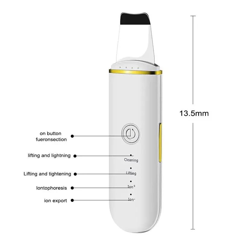 Ultrasonic Skin Scrubber Facial Spatula Blackhead Remover With Ion Cleansing Modes 5