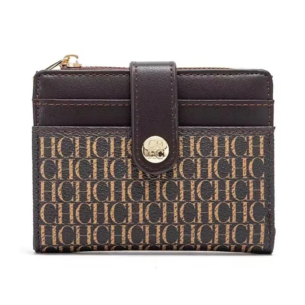 CH Compact PU Leather Card Holder Wallet For Women Small SnapClosure Wallet 10
