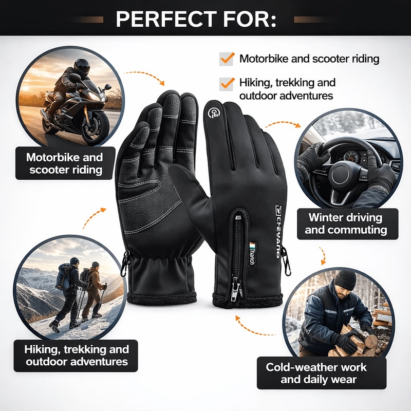 ArcticRide Waterproof Winter Gloves For Men Thermal Fleece Touchscreen NonSlip Grip 1
