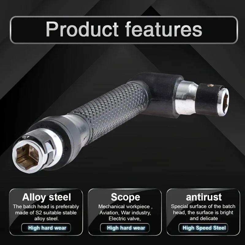 Right Angle Screwdriver And Angle Socket Wrench 14 Inch Hex Bit Driver LShaped Dual Head Tool 4