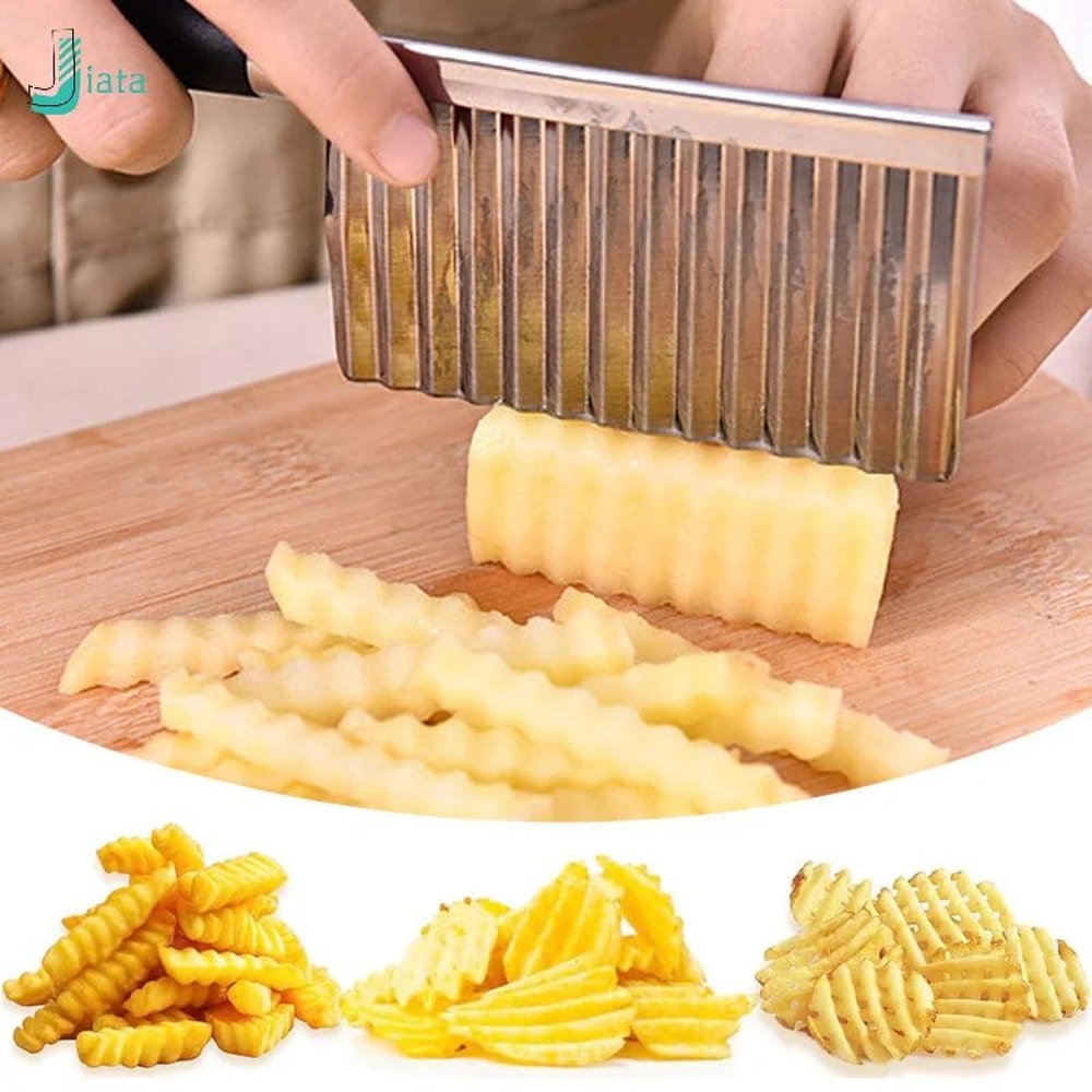 Stainless Steel Crinkle Cutter Wavy Slicer For Potatoes Fries Fruits Veggies 0