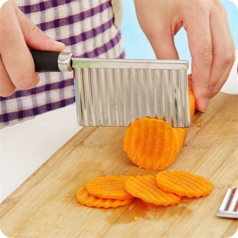 Stainless Steel Crinkle Cutter Wavy Slicer For Potatoes Fries Fruits Veggies 4