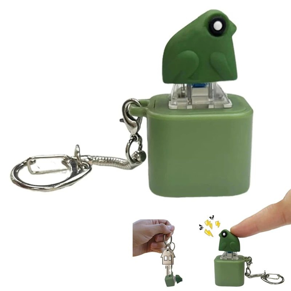 Rechargeable Croaking Frog Fidget Keychain With LED Lights Stress Relief Clicker Charm 0