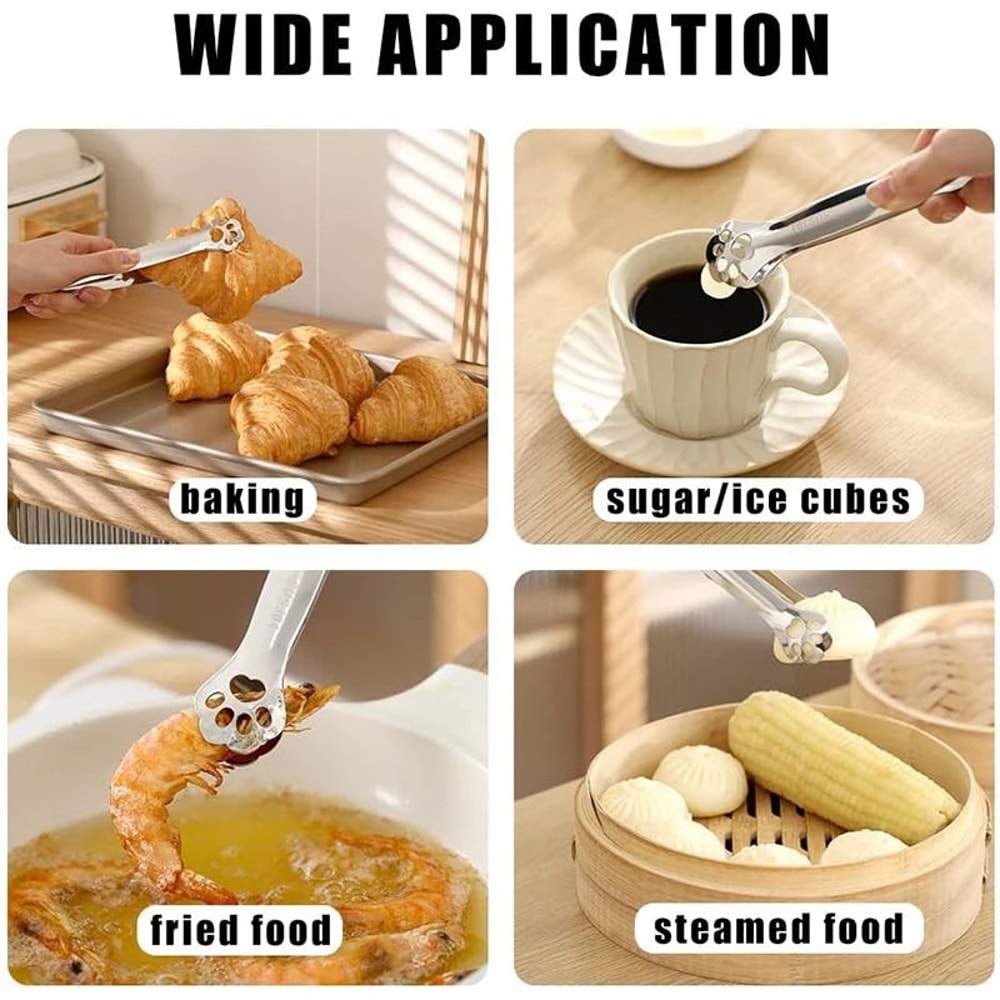 Cat Paw 304 Stainless Steel Food Tongs NonSlip Mini Kitchen Serving Tongs For BBQ Salad Ice Snacks 4