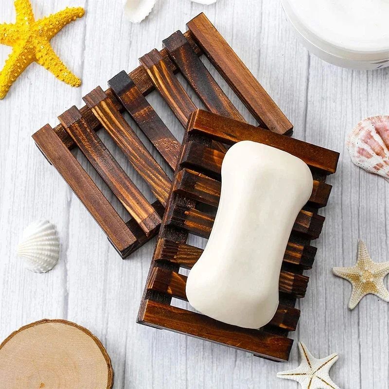 Natural Bamboo Soap Dish With Drainage Self Draining Soap Tray Wooden Holder 4
