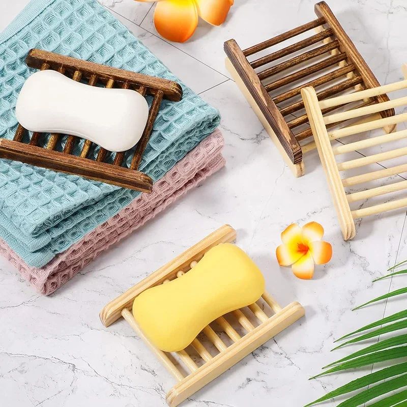 Natural Bamboo Soap Dish With Drainage Self Draining Soap Tray Wooden Holder 5