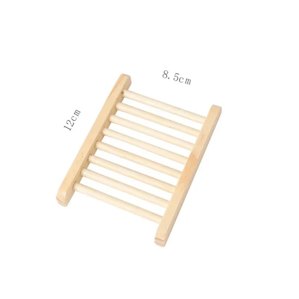 Natural Bamboo Soap Dish With Drainage Self Draining Soap Tray Wooden Holder 6
