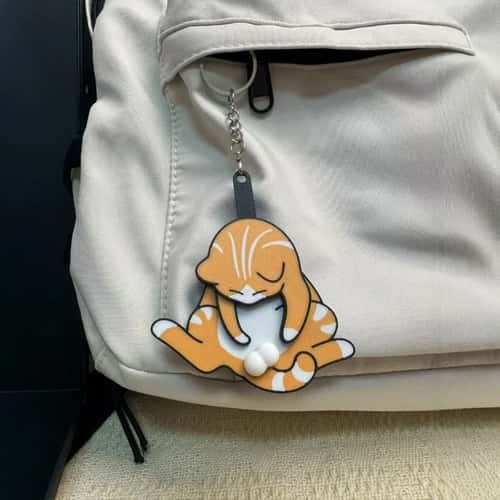 Rotatable Egg Cat Acrylic Keychain Fidget Pendant for Bags & Keys