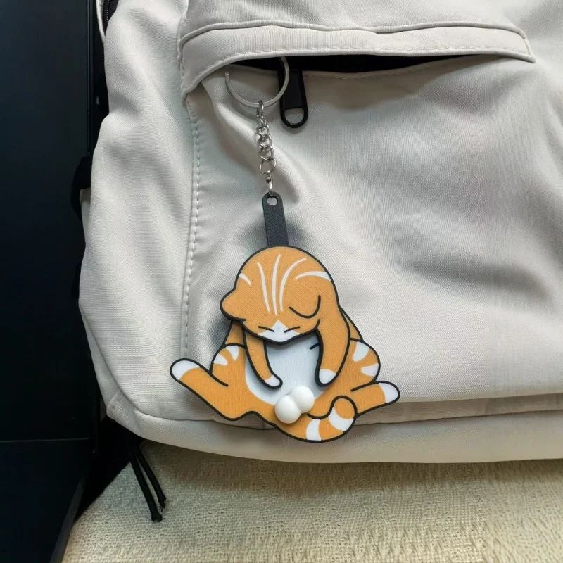 Rotatable Egg Cat Acrylic Keychain Fidget Pendant For Bags Keys 0