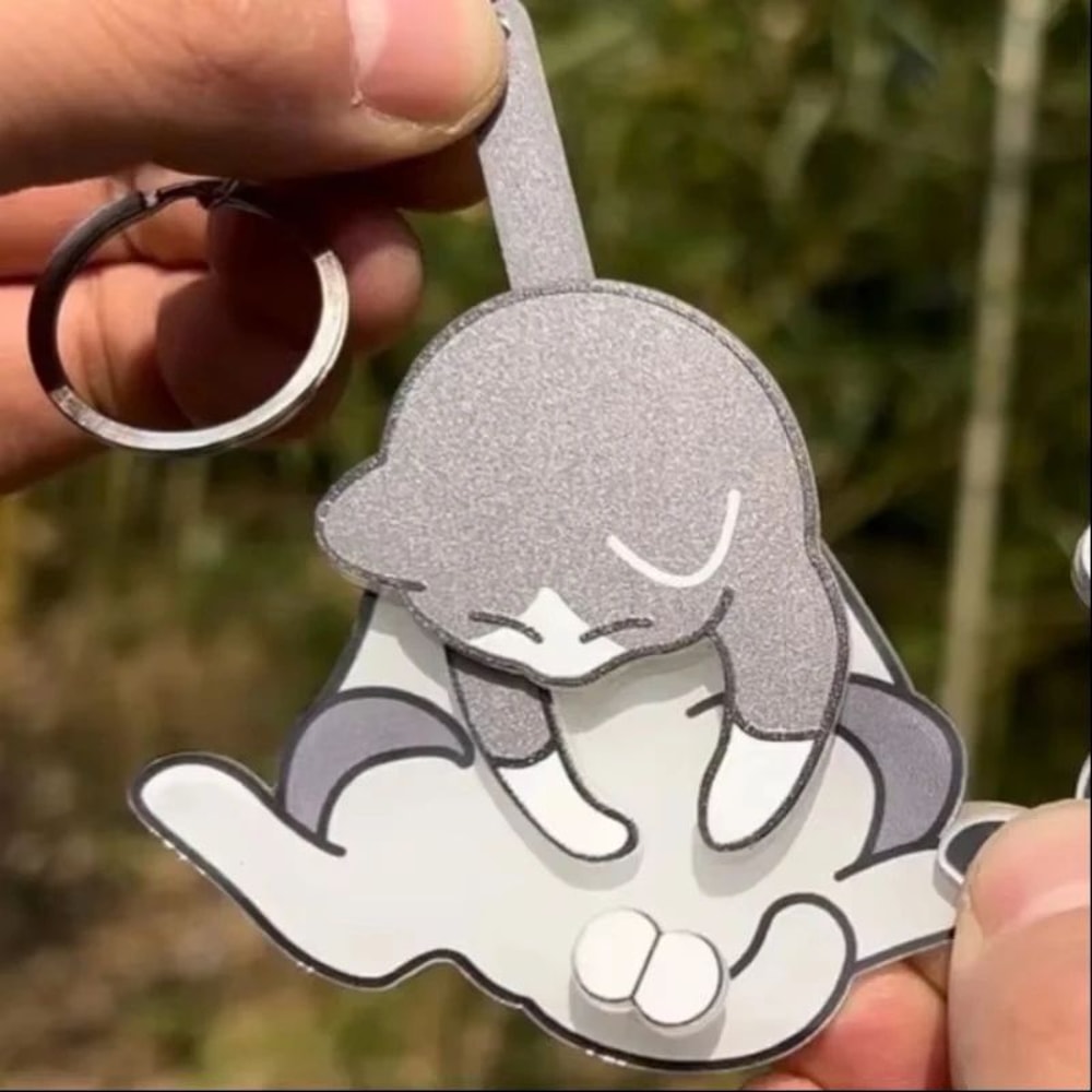 Rotatable Egg Cat Acrylic Keychain Fidget Pendant For Bags Keys 2