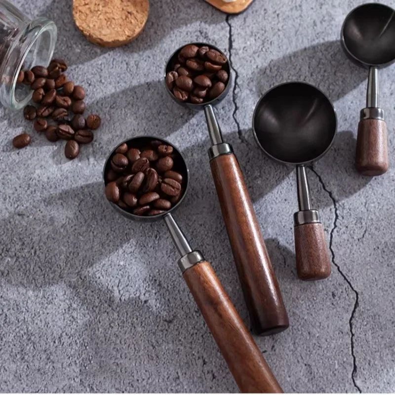 Wooden Handle Stainless Steel Coffee Scoop 15ml30ml Coffee Baking Measuring Spoon 1