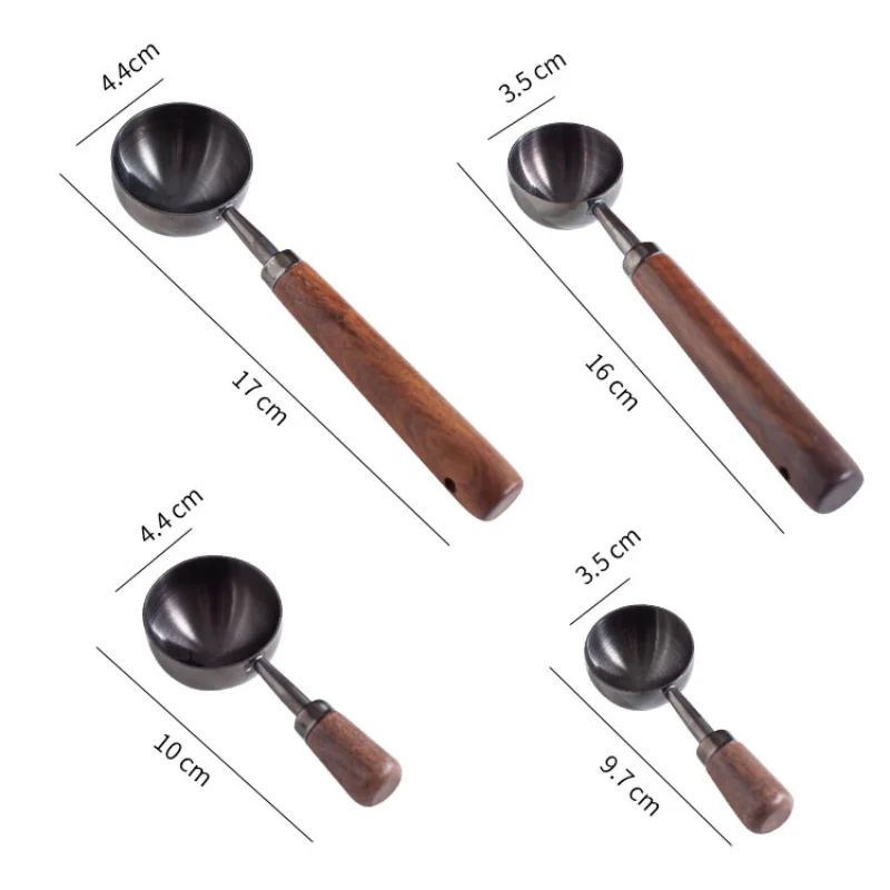 Wooden Handle Stainless Steel Coffee Scoop 15ml30ml Coffee Baking Measuring Spoon 4