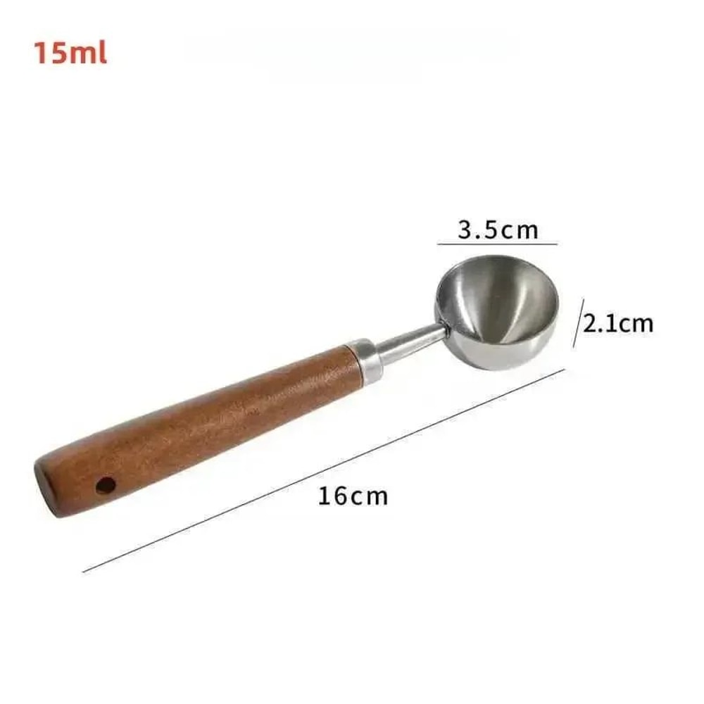 Wooden Handle Stainless Steel Coffee Scoop 15ml30ml Coffee Baking Measuring Spoon 7