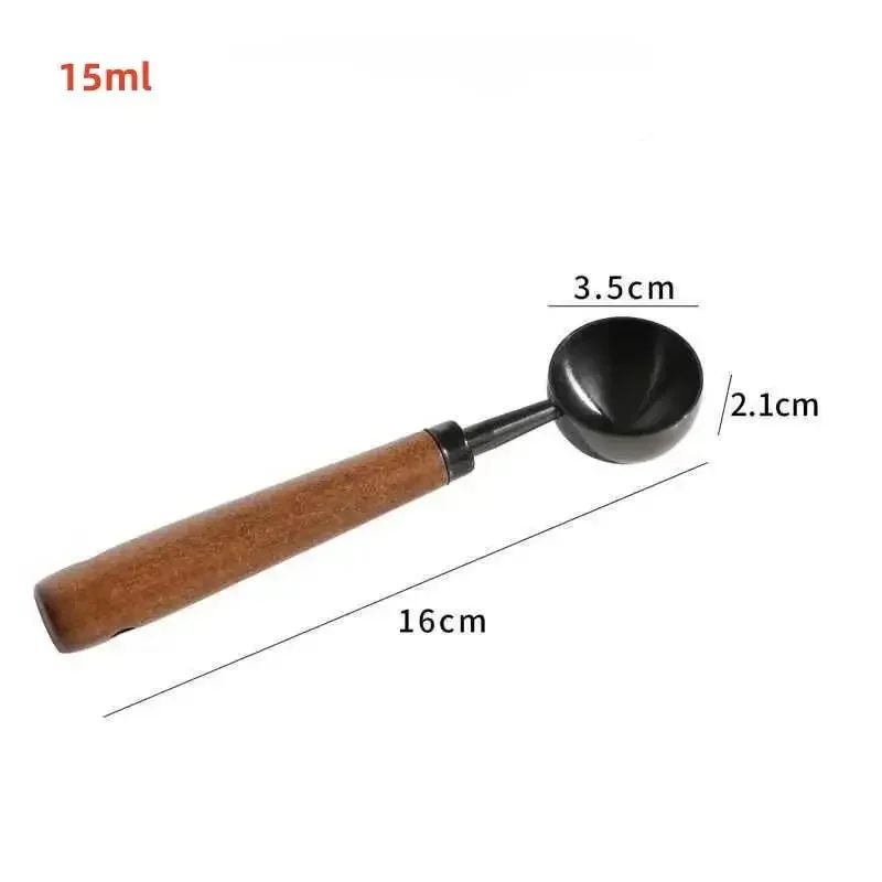 Wooden Handle Stainless Steel Coffee Scoop 15ml30ml Coffee Baking Measuring Spoon 11