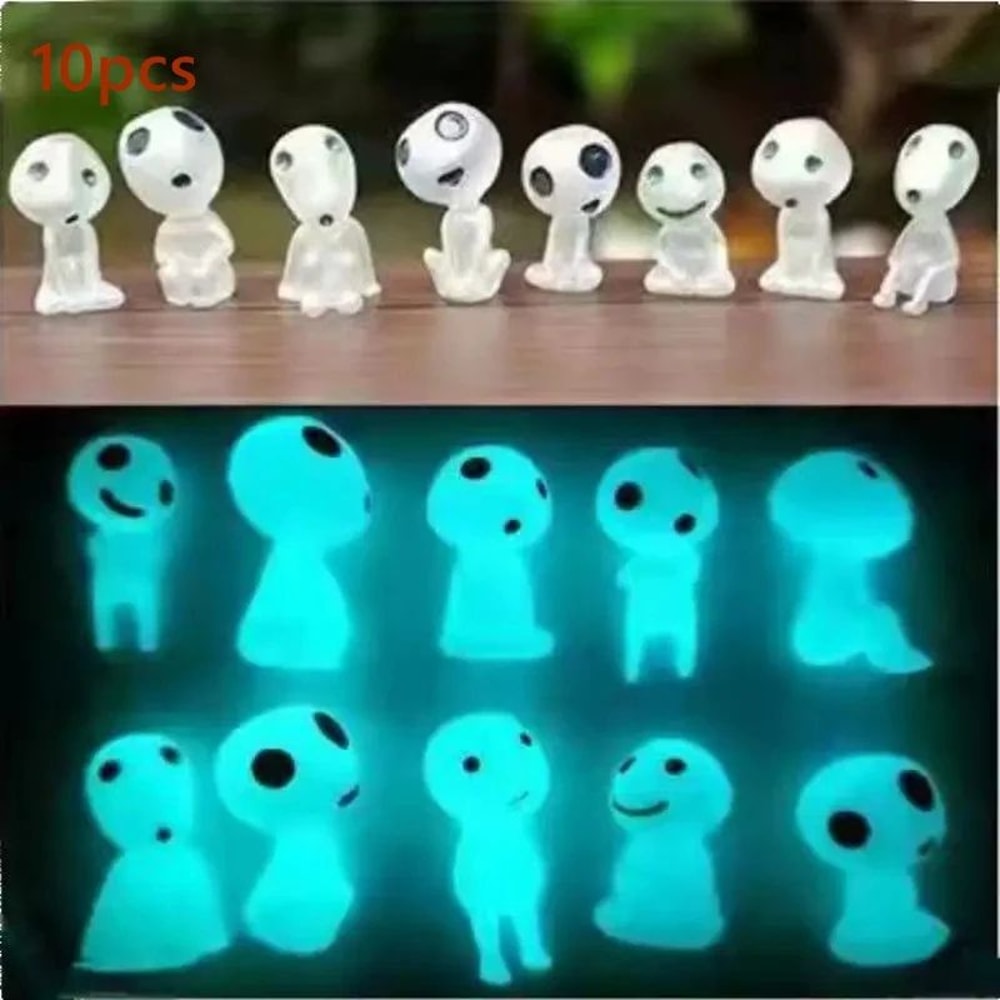 GlowintheDark Kodama Mini Figures 10Piece Set For Aquarium Tank Decor Fairy Gardens 1