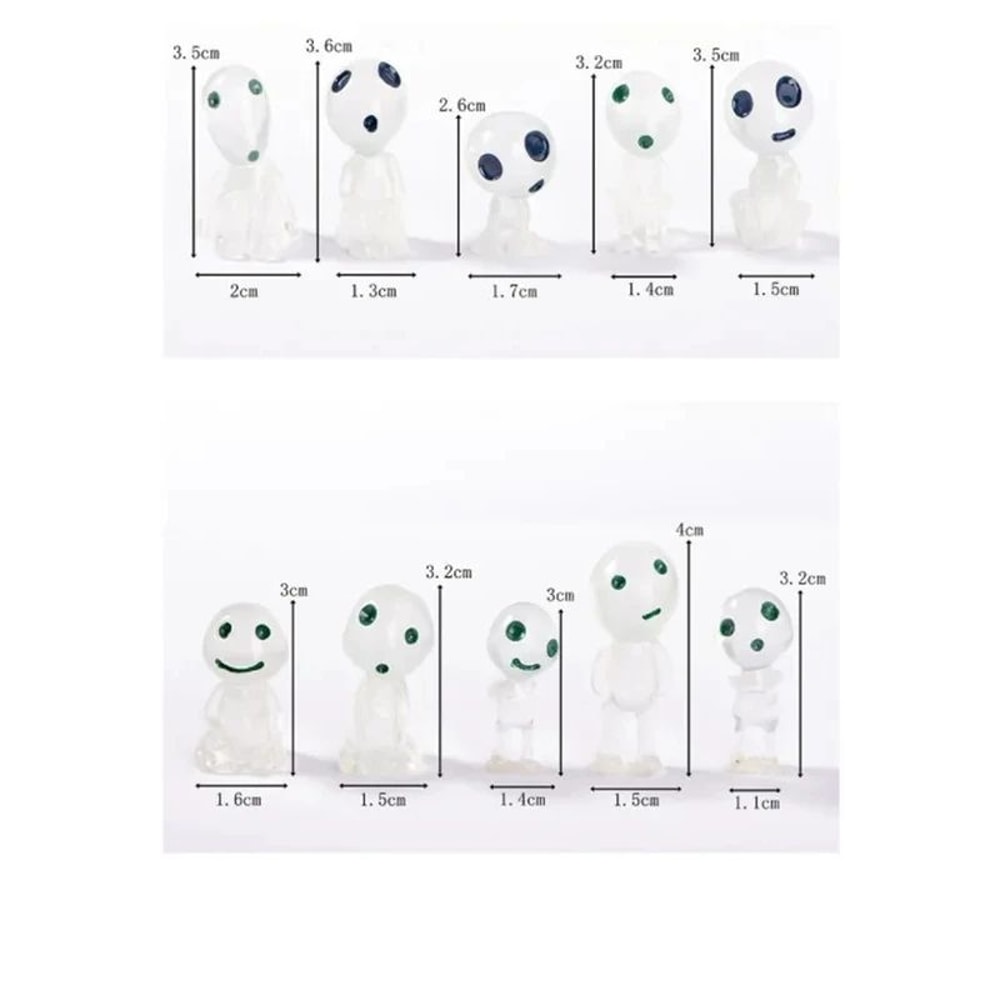 GlowintheDark Kodama Mini Figures 10Piece Set For Aquarium Tank Decor Fairy Gardens 4