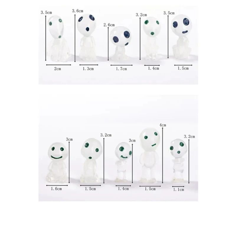 GlowintheDark Kodama Mini Figures 10Piece Set For Aquarium Tank Decor Fairy Gardens 4