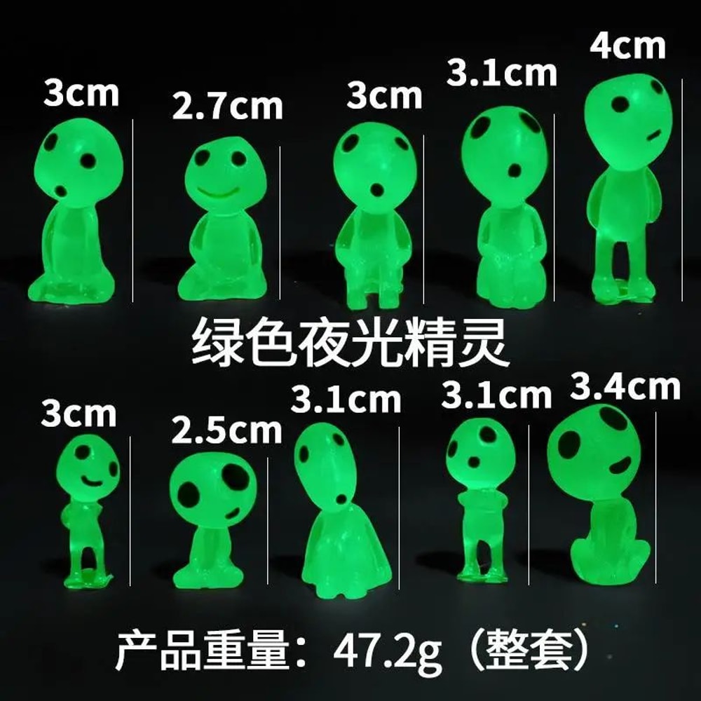 GlowintheDark Kodama Mini Figures 10Piece Set For Aquarium Tank Decor Fairy Gardens 6