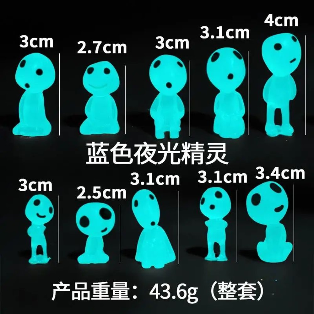 GlowintheDark Kodama Mini Figures 10Piece Set For Aquarium Tank Decor Fairy Gardens 7