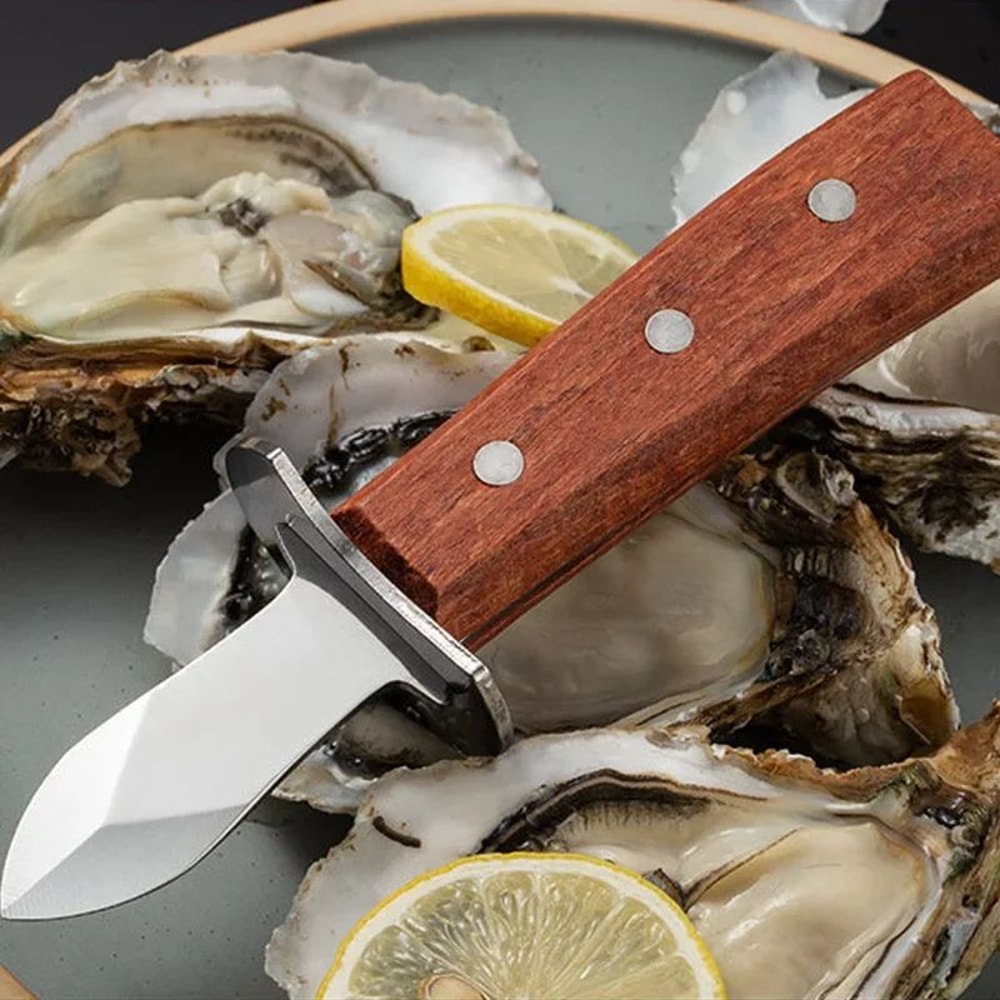 Stainless Steel Oyster Knife With Wood Handle Oyster Opener For Easy Shucking 4