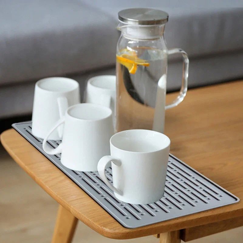 Foldable Silicone Dish Drying Mat Heat Resistant NonSlip Drainer Pad For Countertops 0