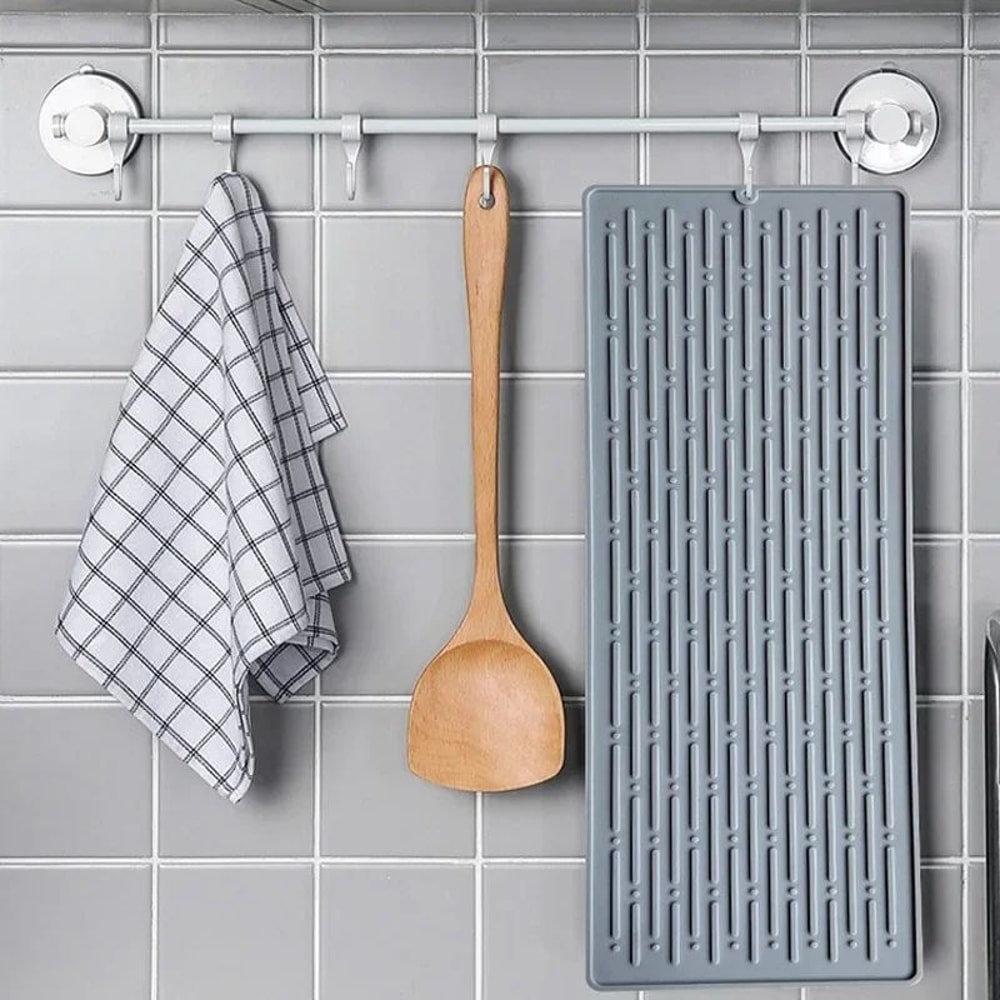Foldable Silicone Dish Drying Mat Heat Resistant NonSlip Drainer Pad For Countertops 1