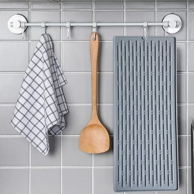 Foldable Silicone Dish Drying Mat Heat Resistant NonSlip Drainer Pad For Countertops 1