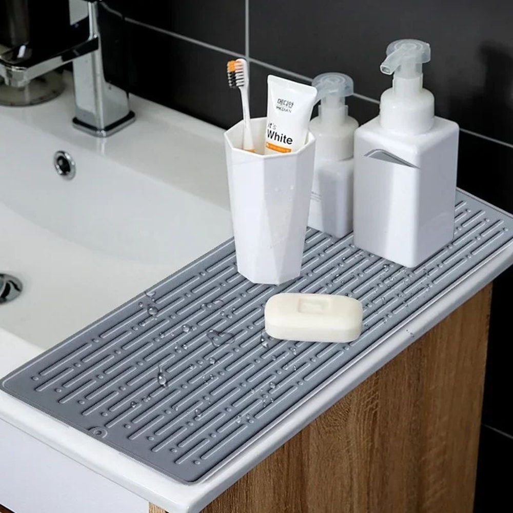 Foldable Silicone Dish Drying Mat Heat Resistant NonSlip Drainer Pad For Countertops 2