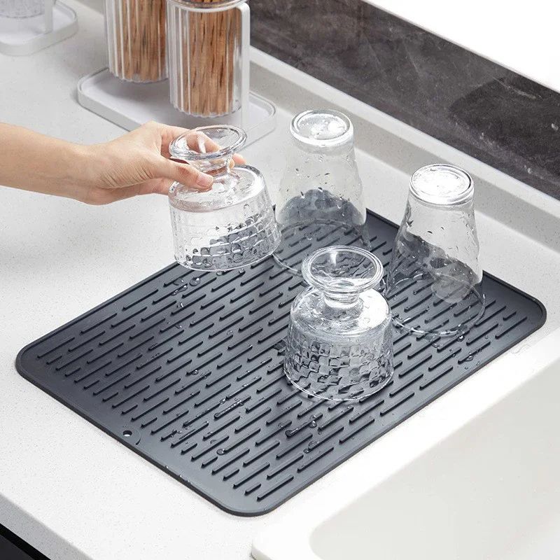 Foldable Silicone Dish Drying Mat Heat Resistant NonSlip Drainer Pad For Countertops 3