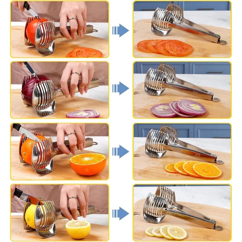 Stainless Steel Lemon Slicer Clip For Perfect Citrus And Tomato Slices 2