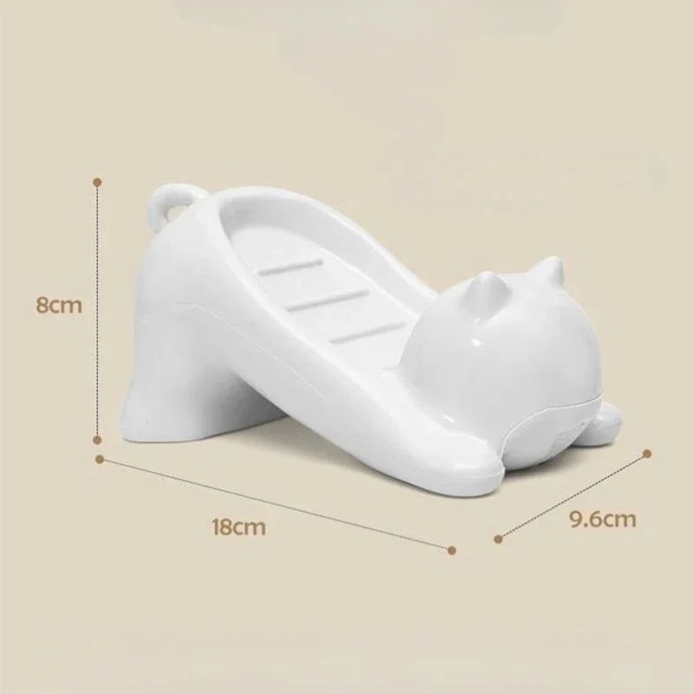 WhimsyDrain Cat Turtle Selfdraining Soap Tray Cute Plastic Soap Box For Bathroom Kitchen 2