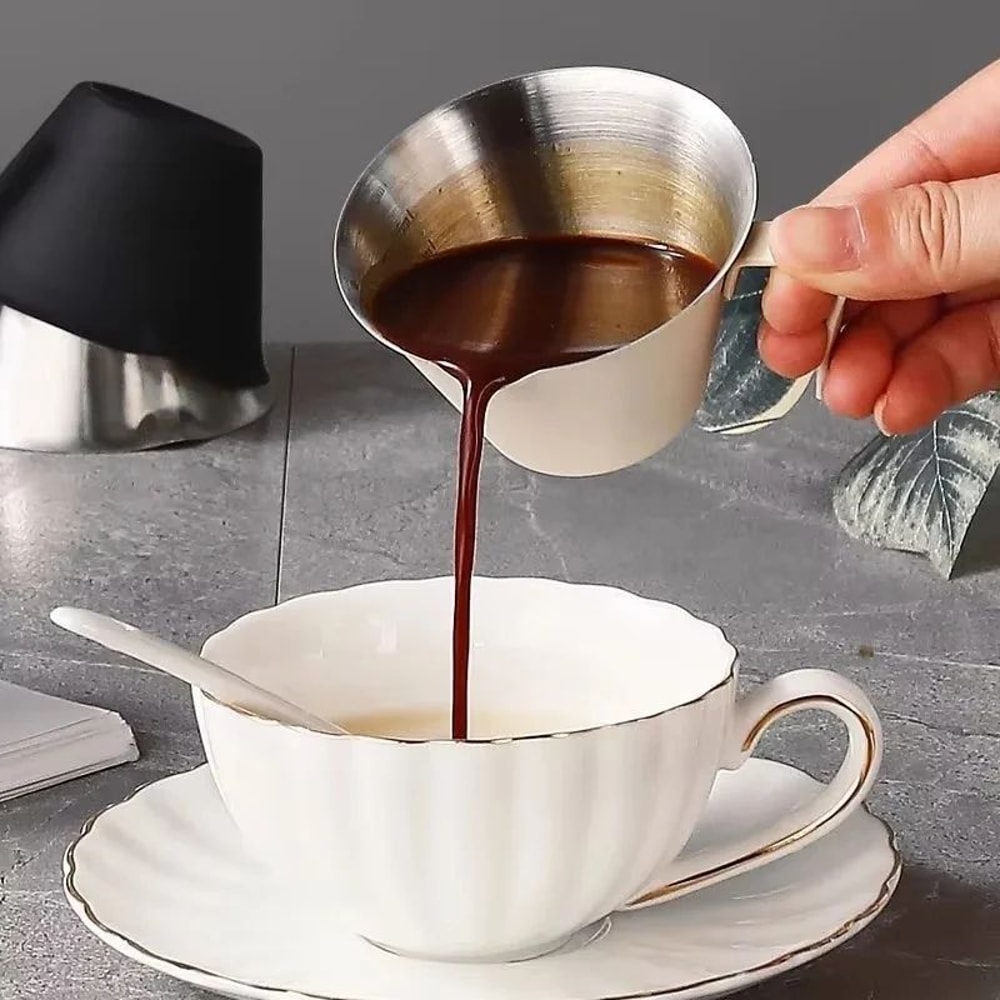 Stainless Steel Espresso Shot Measuring Cup 100ml With Dual Scale And Double Spouts 1