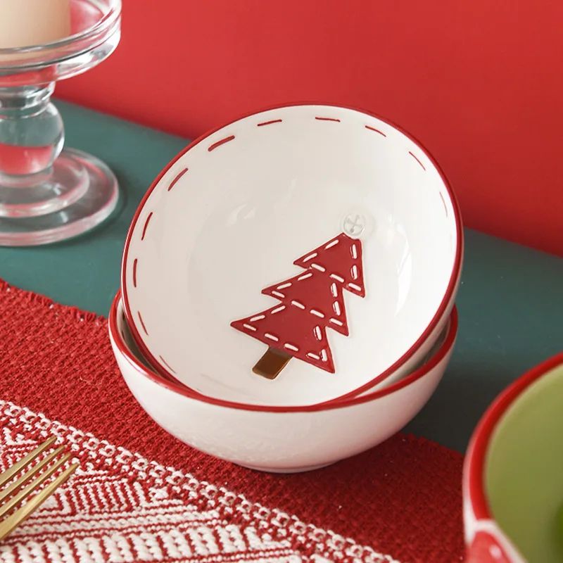 Santa Claus Christmas Ceramic Cookie Jar Serving Plate Set Holiday Tableware For Cookies Desserts 1