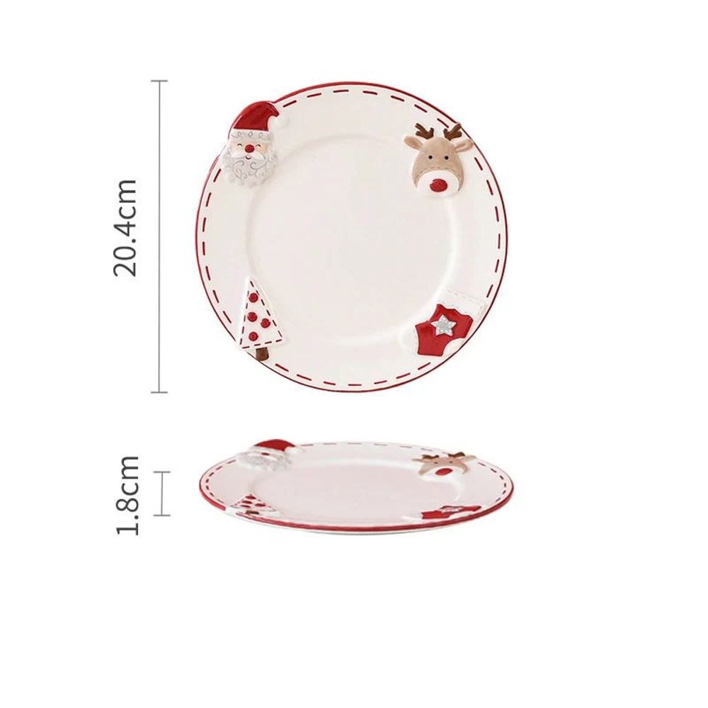 Santa Claus Christmas Ceramic Cookie Jar Serving Plate Set Holiday Tableware For Cookies Desserts 10