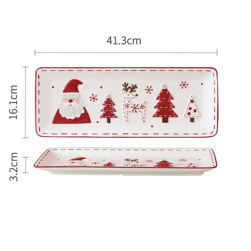 Santa Claus Christmas Ceramic Cookie Jar Serving Plate Set Holiday Tableware For Cookies Desserts 14