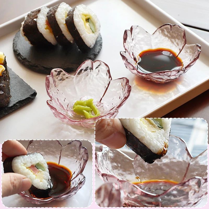Japanese Sakura Glass Dipping Dish Cherry Blossom Sauce Bowl For BBQ Hot Pot Desserts 5