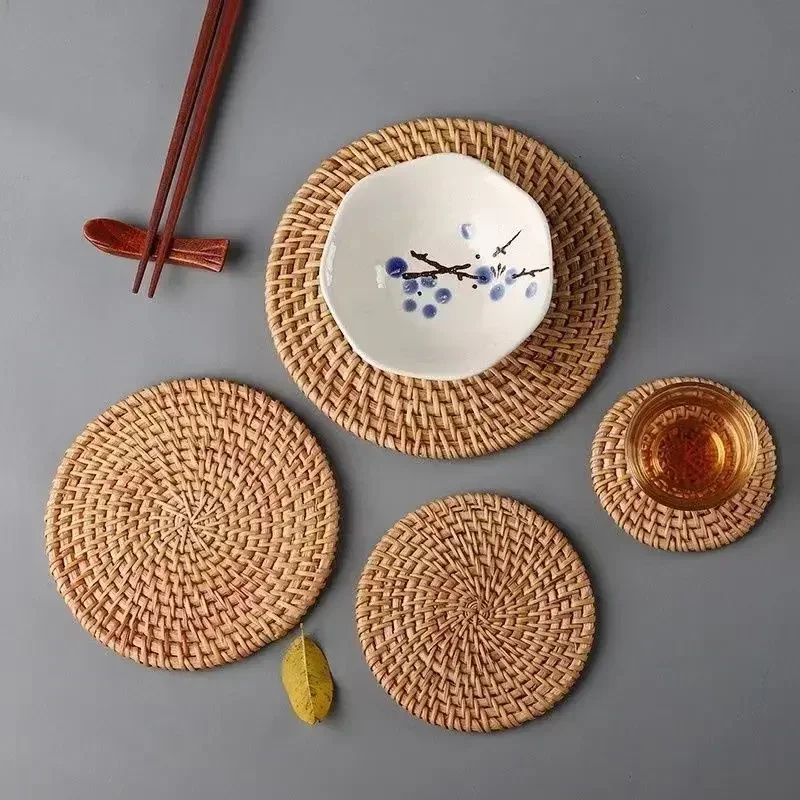 Handwoven Rattan Coaster Heat Resistant Trivet Pad For Mugs And Hot Pots 2