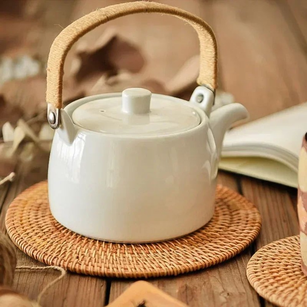 Handwoven Rattan Coaster Heat Resistant Trivet Pad For Mugs And Hot Pots 3