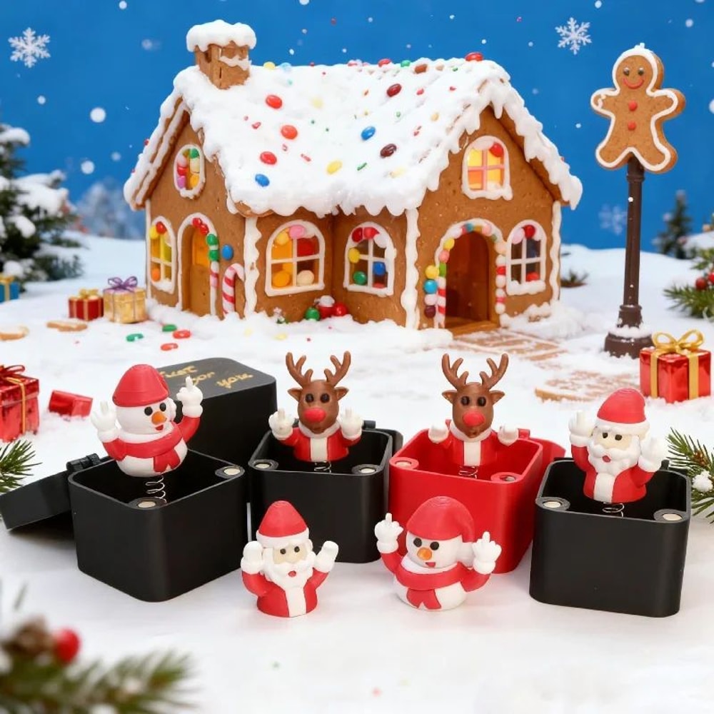 Holiday Surprise PopUp Prank Gift Boxes Novelty Santa Snowman Reindeer Pop Up Toy Gift Set 1