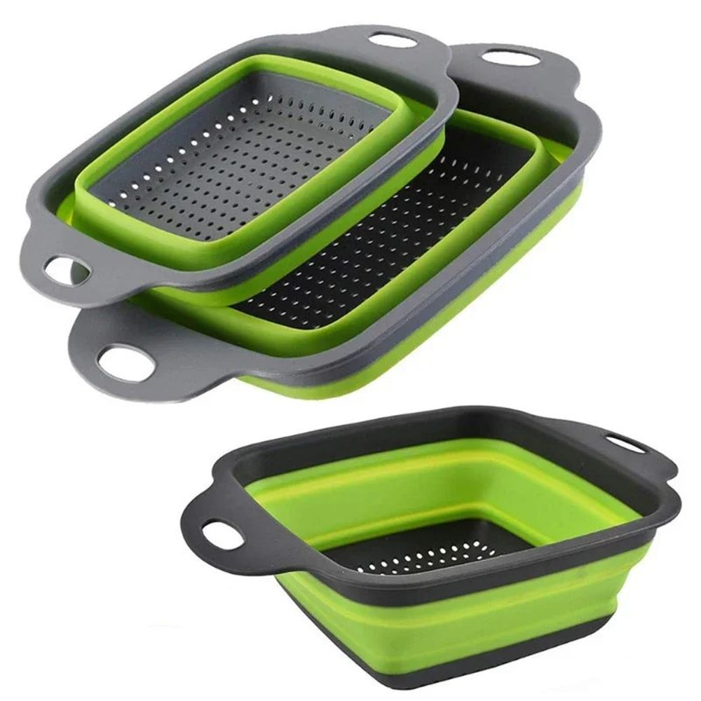 Foldable Silicone Drain Basket Collapsible Fruit Vegetable Washing Colander 0