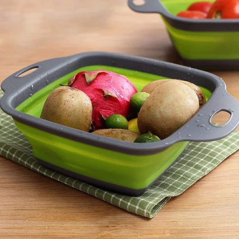 Foldable Silicone Drain Basket Collapsible Fruit Vegetable Washing Colander 1