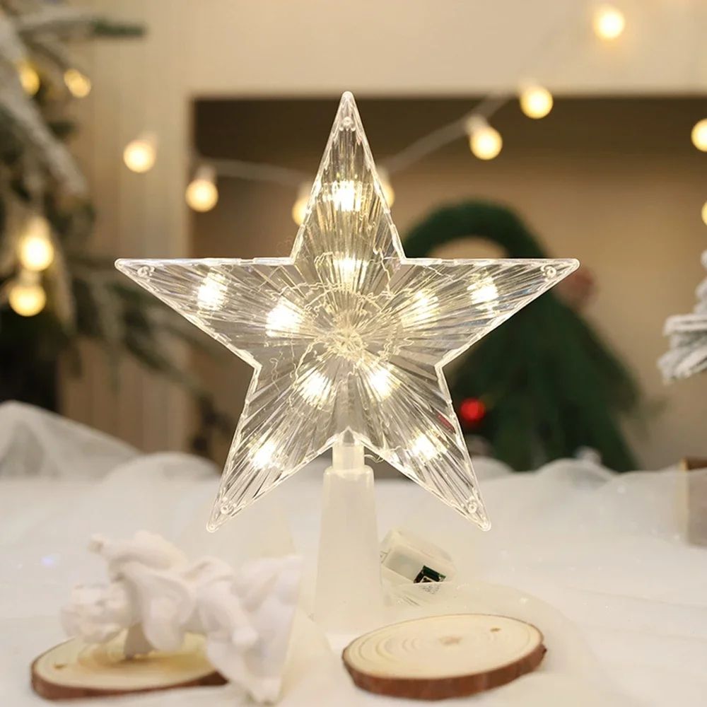 15cm LED Star Christmas Tree Ornament Transparent LightUp Holiday Decoration 0