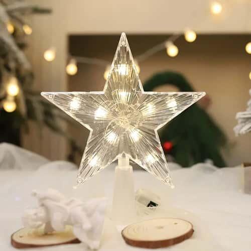 15cm LED Star Christmas Tree Ornament – Transparent Light-Up Holiday Decoration
