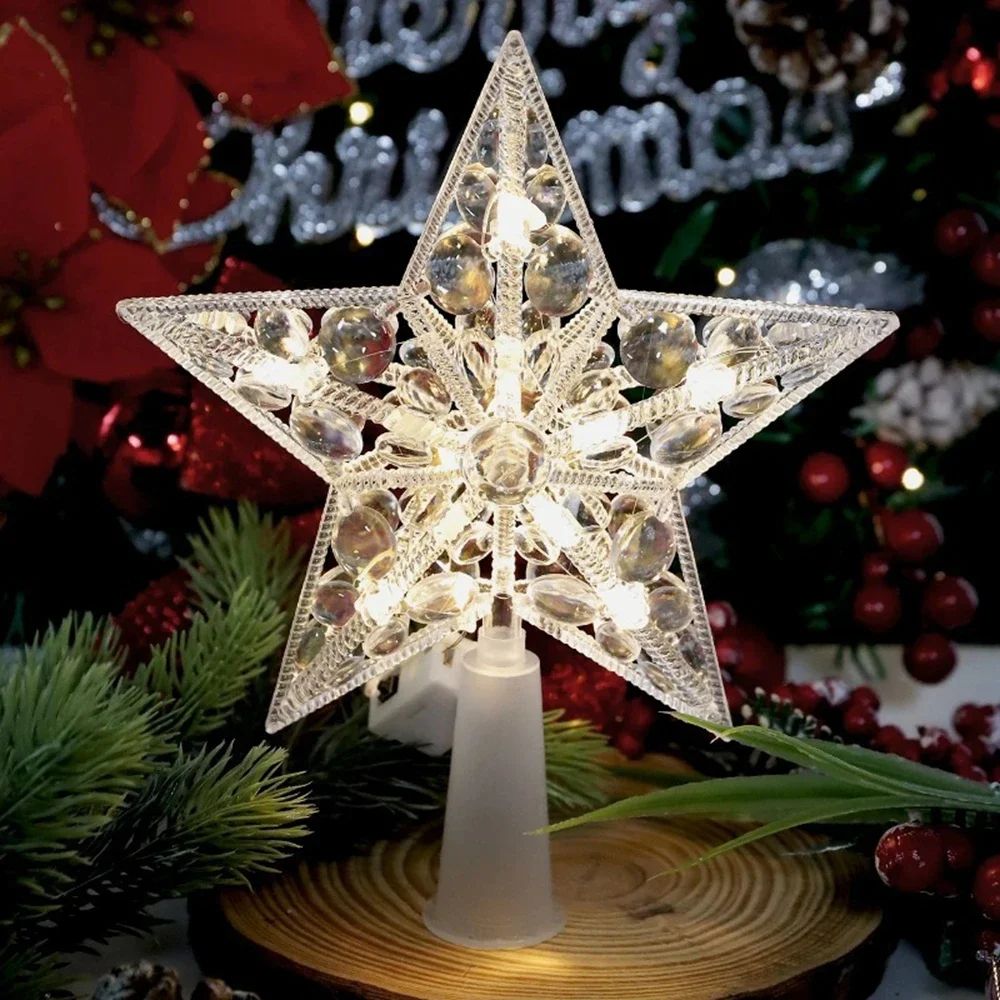 15cm LED Star Christmas Tree Ornament Transparent LightUp Holiday Decoration 1