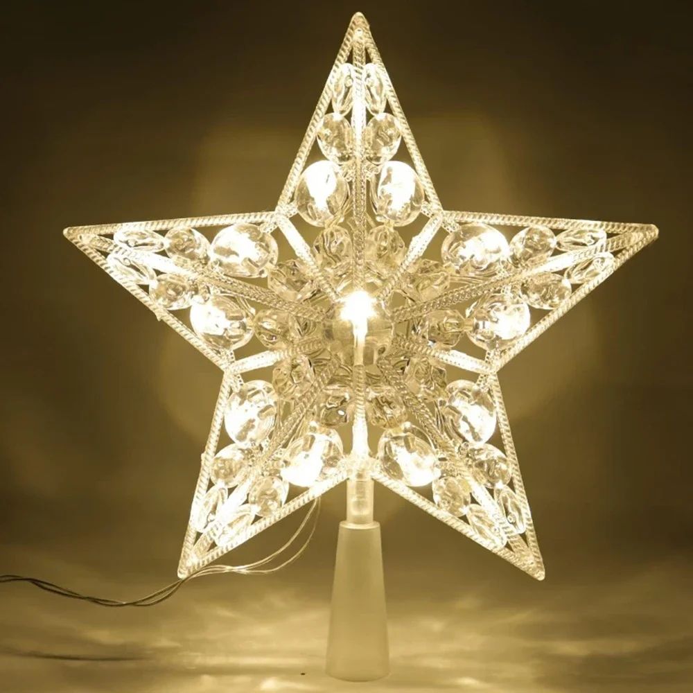 15cm LED Star Christmas Tree Ornament Transparent LightUp Holiday Decoration 2