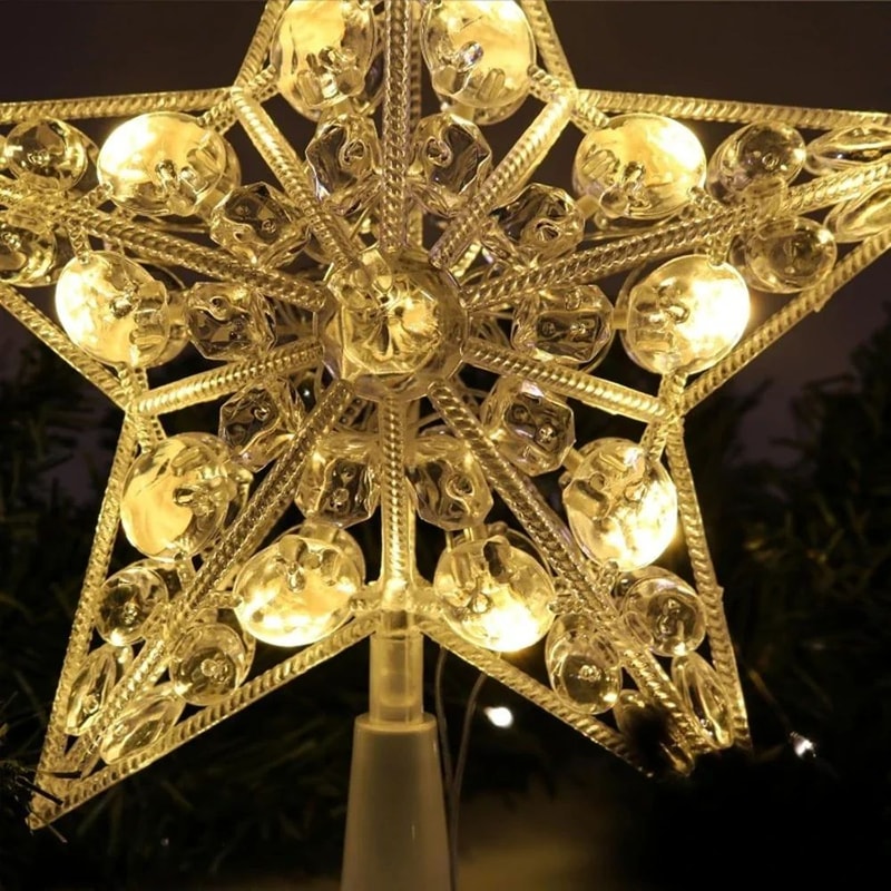 15cm LED Star Christmas Tree Ornament Transparent LightUp Holiday Decoration 3